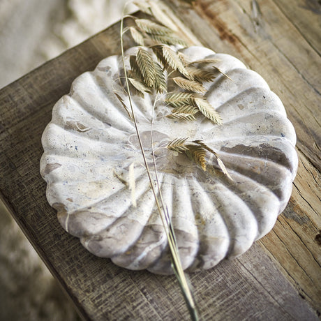 Marlie Round Marble Tray - Beige