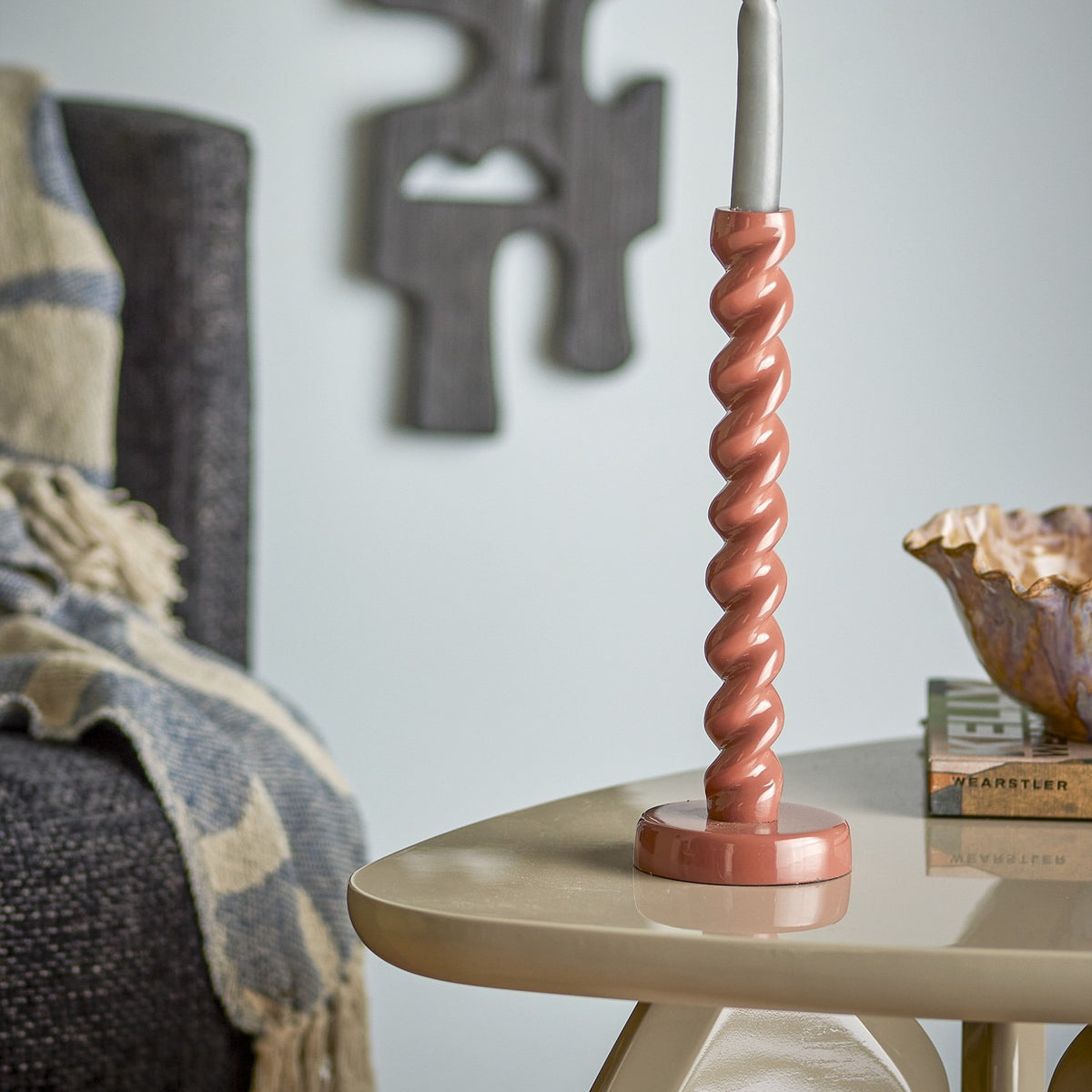 Diza Aluminium Candle Holder - Brown