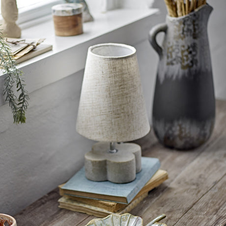 Foglio Resin Table Lamp with Linen Shade - Beige