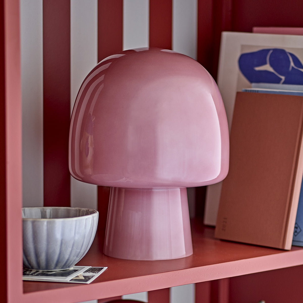 Paddy Mushroom Glass Table Lamp - Pink