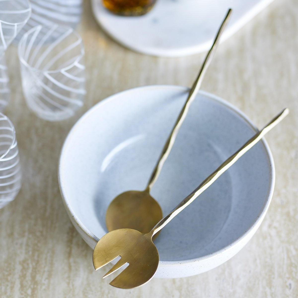 Gaith Salad Servers Set of 2 - Brass