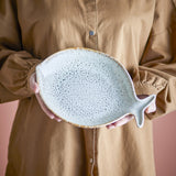 Fleur Fish Stoneware Platter - White