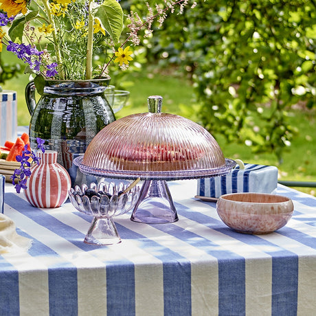 Tayo Round Glass Cake Stand with Lid - Multi