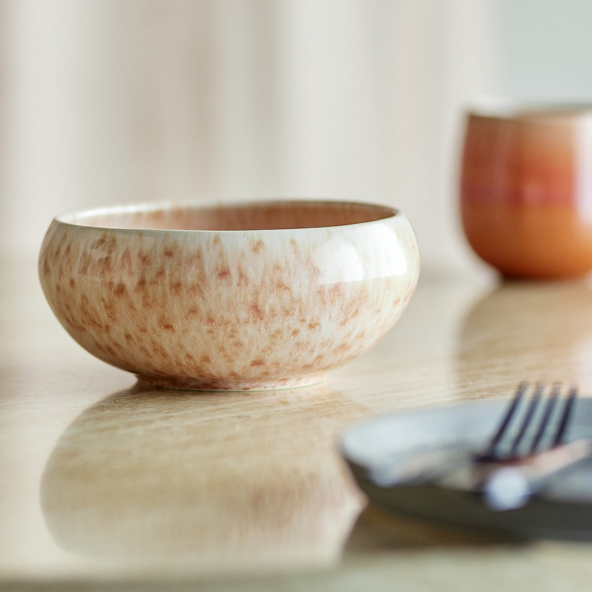 Roselyn Speckled Stoneware Bowls 14cm Set of 4 - Pink