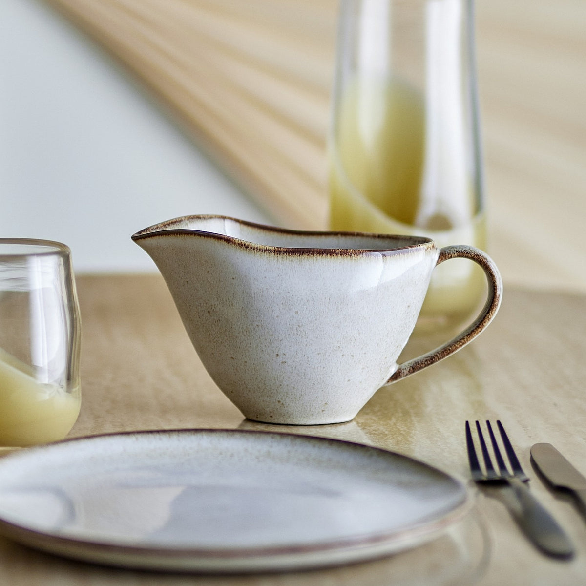 Sandrine Stoneware Gravy Boat - Beige