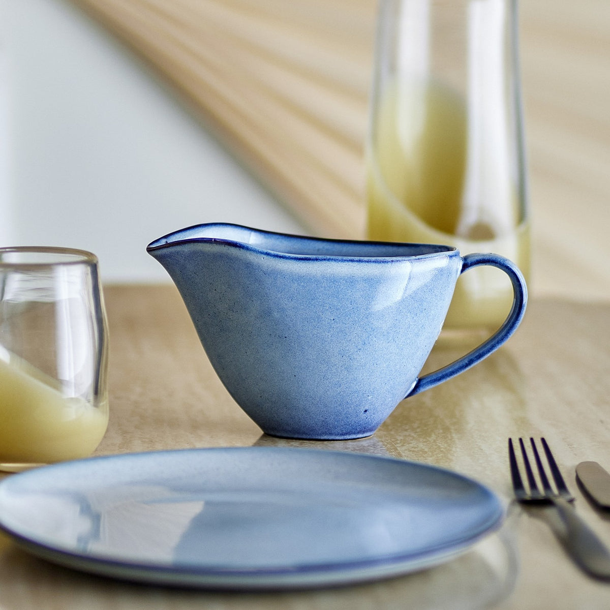Sandrine Stoneware Gravy Boat - Blue