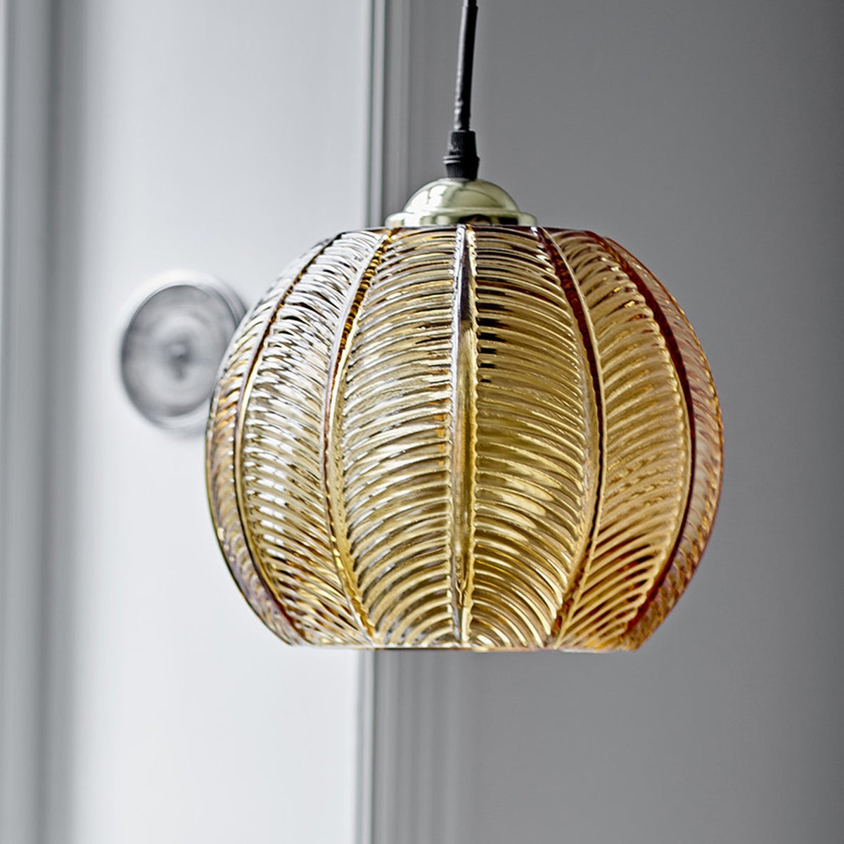 Adar Leaf Glass Pendant Light - Brown