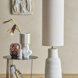 Linetta Stoneware Floor Lamp with Linen Shade - White