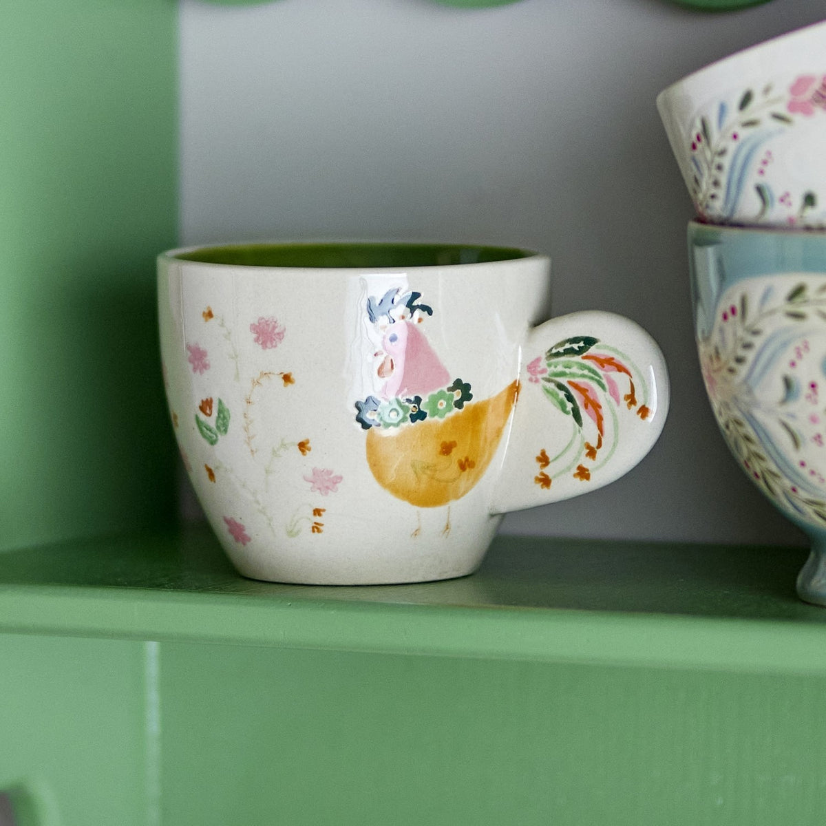 Joshua Floral Stoneware Cup 290ml - Cream