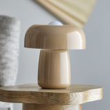 Ylva Mushroom Iron Table Lamp with Fabric Shade - Beige