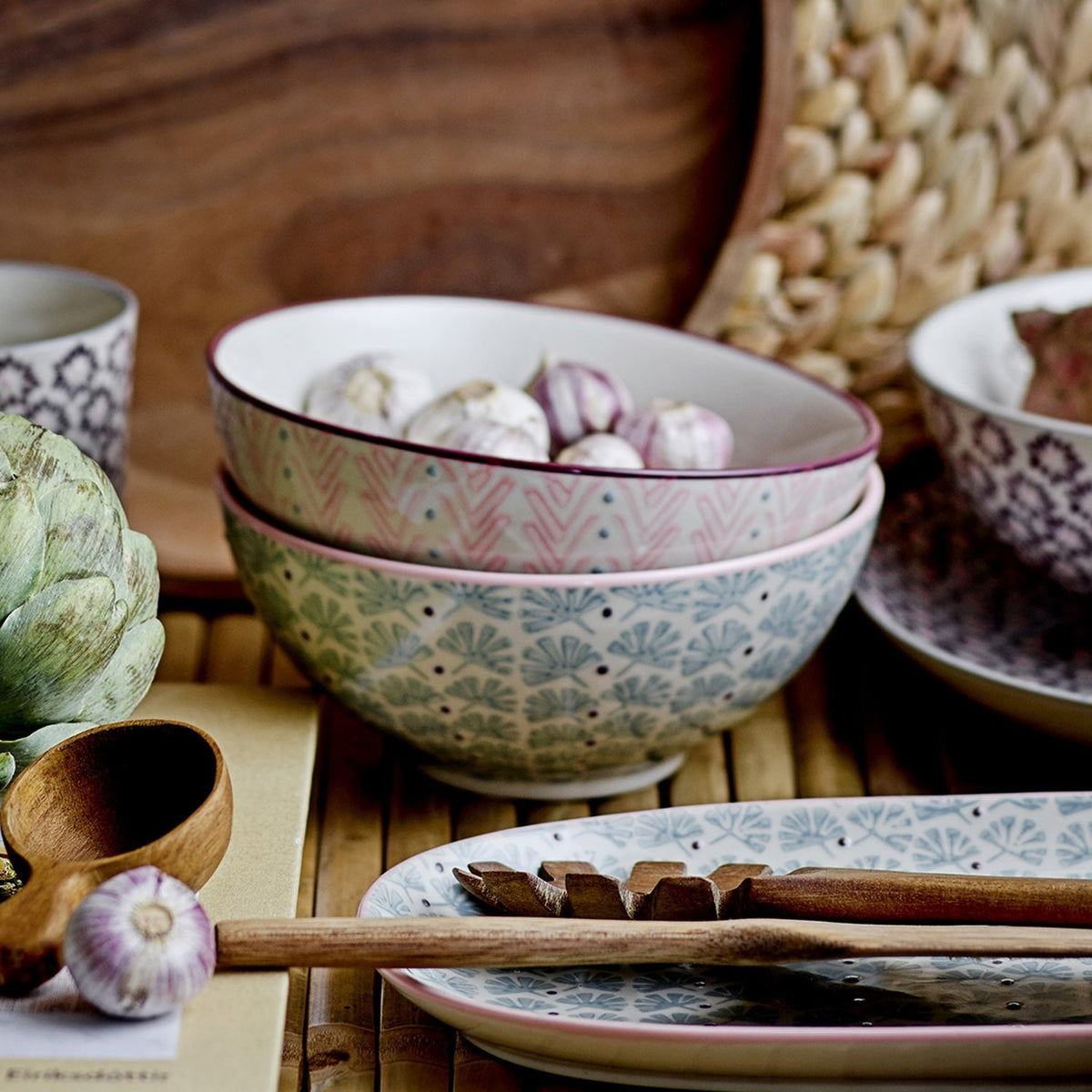 Maya Stoneware Bowls 16.5cm Set of 3 - Multi