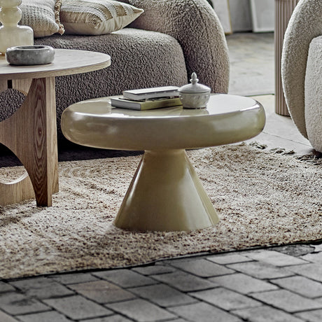 Ricko Round Iron Coffee Table - Beige