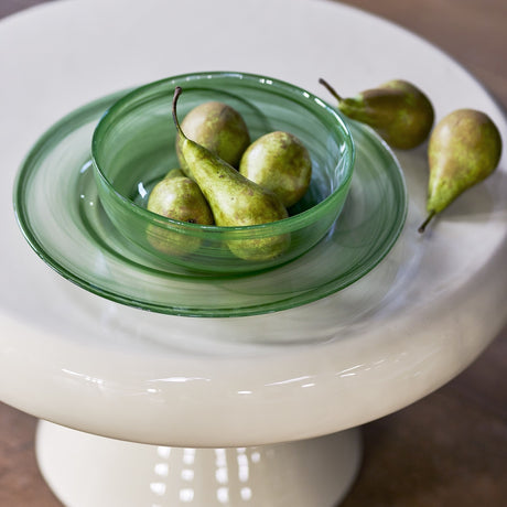 Amelie Marbled Glass Bowl 21.5cm - Green