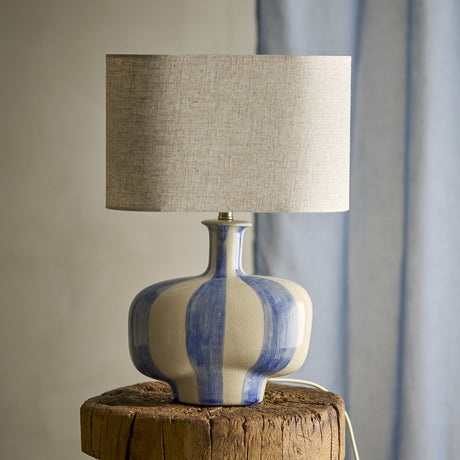 Alida Striped Stoneware Table Lamp with Linen Shade - Multi