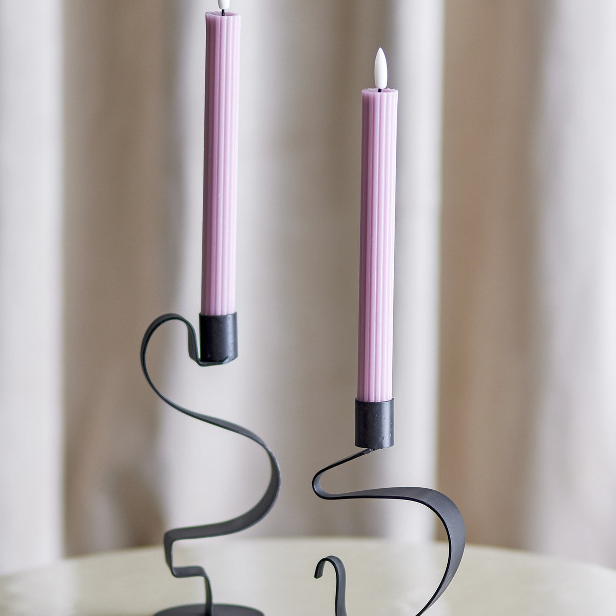 Ponza Ribbed LED Candles Pack of 2 - Pink