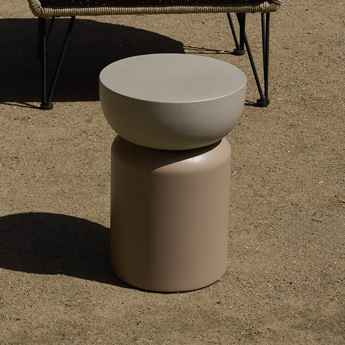 Calana Round Cement Garden Table - Brown