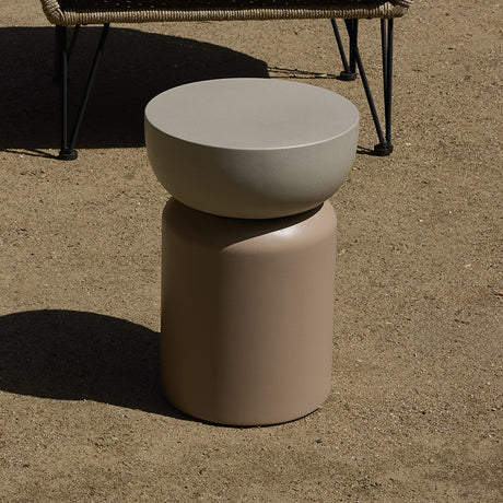 Calana Round Cement Garden Table - Brown