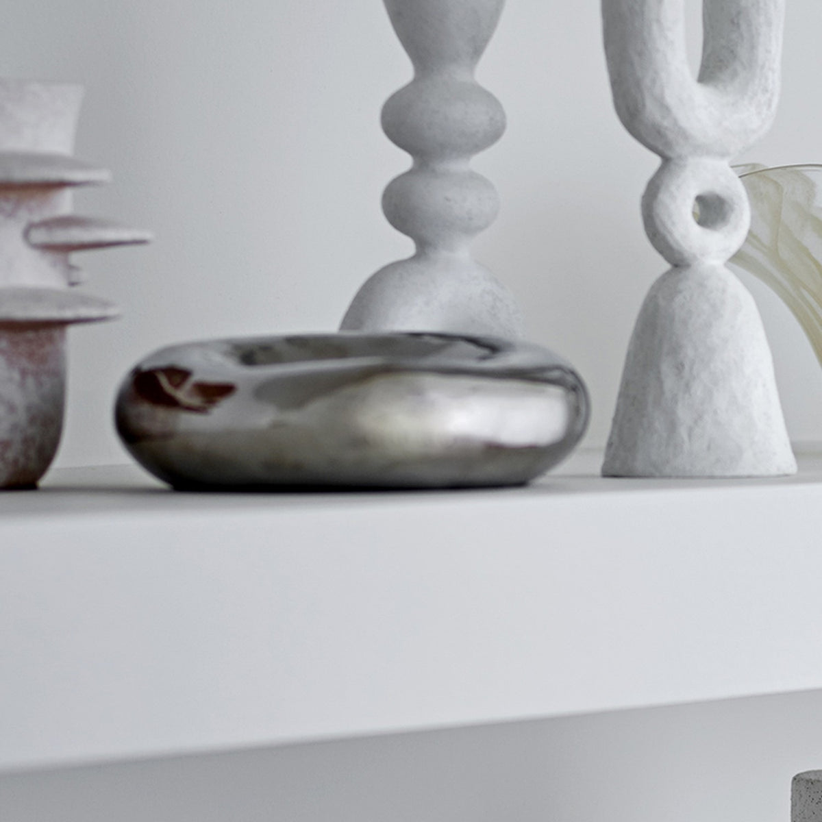 Shine Pebble Stoneware Bowl 18cm - Silver