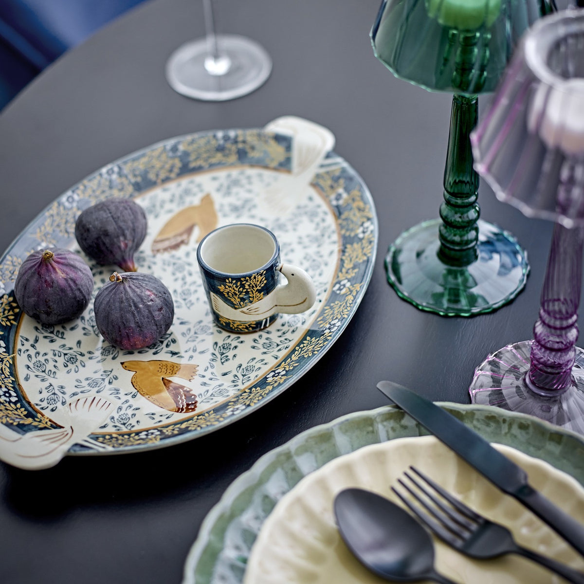 Hezha Stoneware Platter - Blue