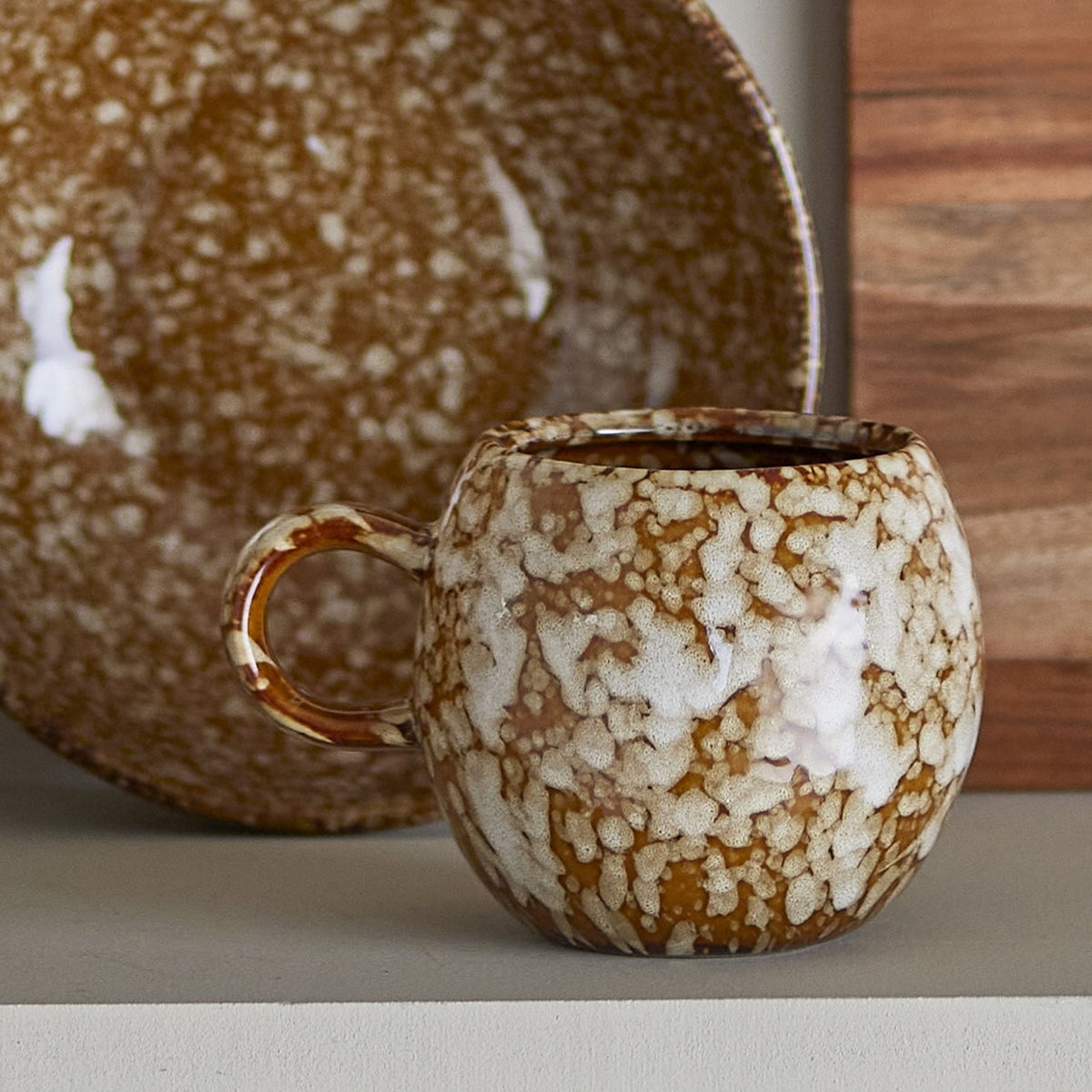 Paula Mottled Stoneware Cup 275ml - Brown