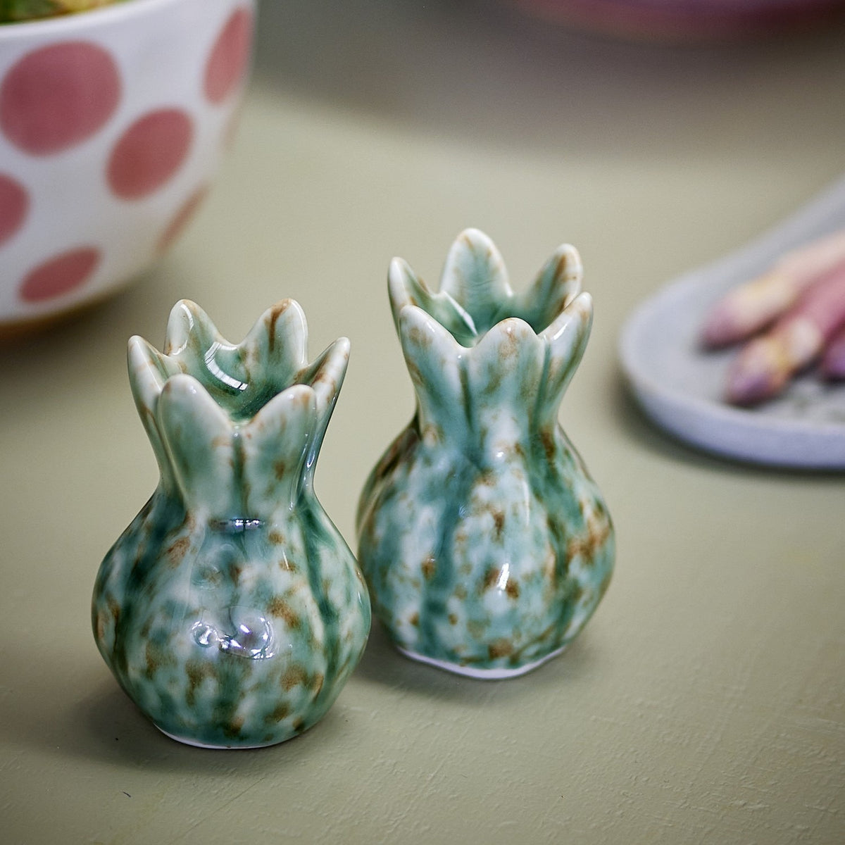 Cyrill Stoneware Salt & Pepper Shakers Set of 2 - Green