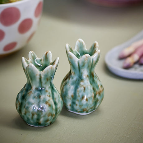 Cyrill Stoneware Salt & Pepper Shakers Set of 2 - Green