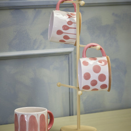 Linora Dotted Stoneware Mugs 450ml Set of 3 - Pink