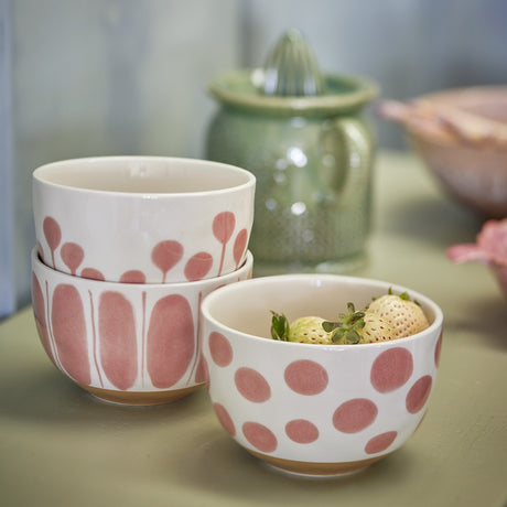 Linora Stoneware Bowls 12.5cm Set of 3 - Pink