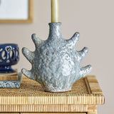 Bridget Shell Stoneware Candle Holder - Grey