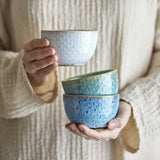 Harriet Dotted Stoneware Bowls 10cm Set of 3 - Blue