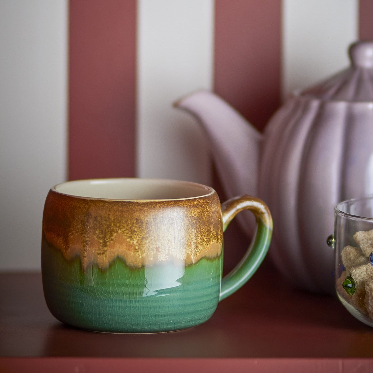 Sheen Stoneware Cups 400ml Set of 4 - Green