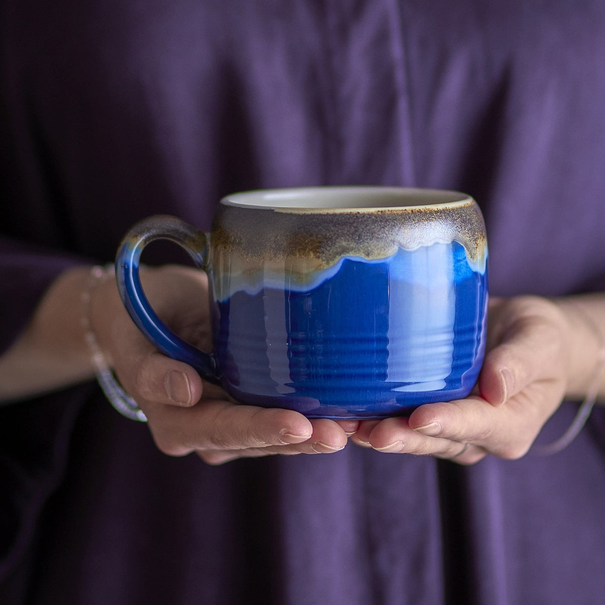 Sheen Stoneware Cups 400ml Set of 4 - Blue