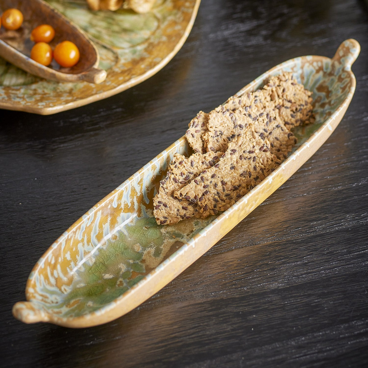 Milani Stoneware Platter 34x7.5cm - Green