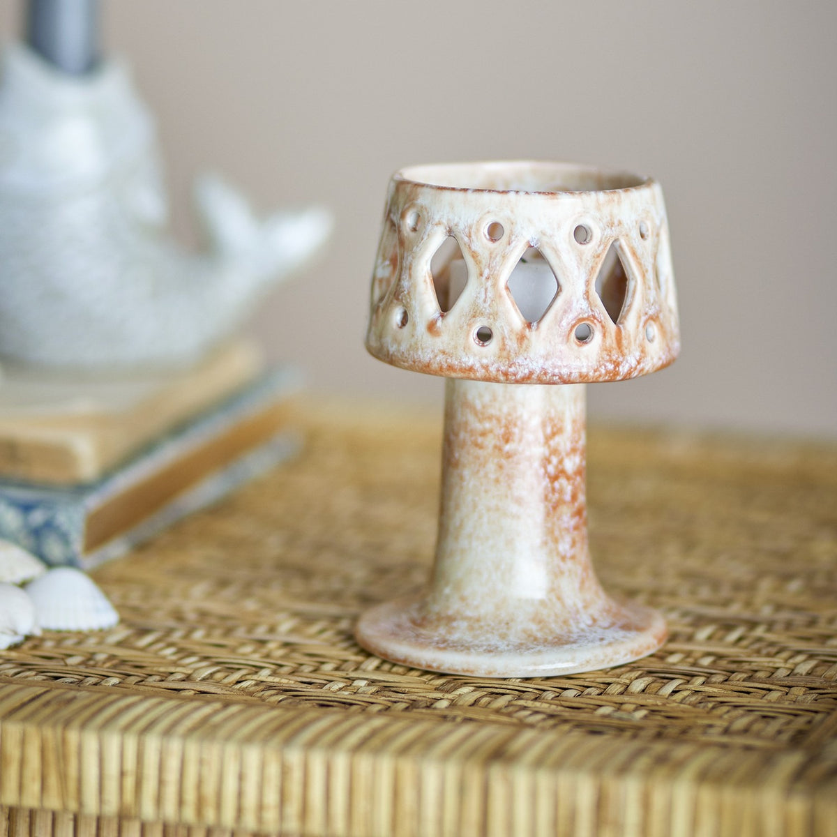 Patty Stoneware Tealight Holder - Beige