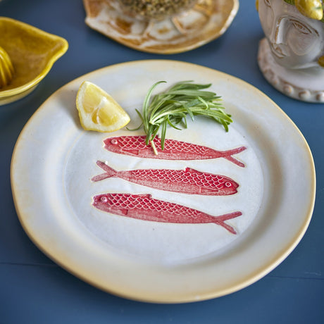 Hadden Embossed Stoneware Dinner Plates Set of 4 - Cream