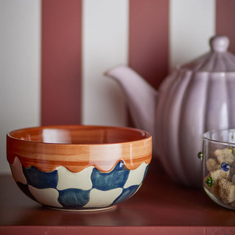 Check Checked Stoneware Bowls 14cm Set of 4 - Multi