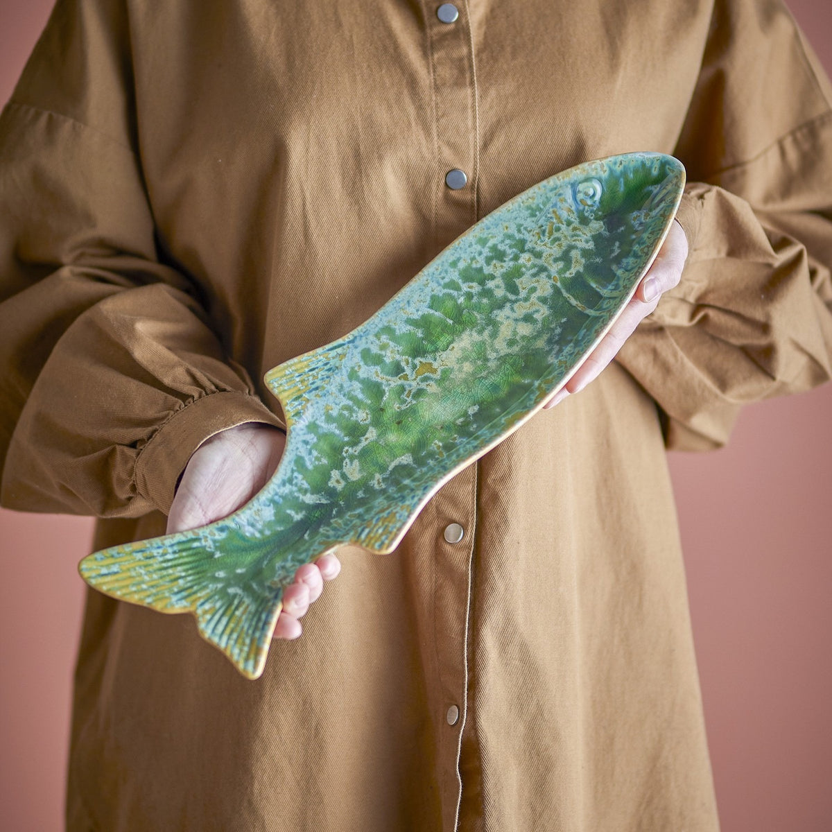 Hadden Fish Stoneware Platter - Green