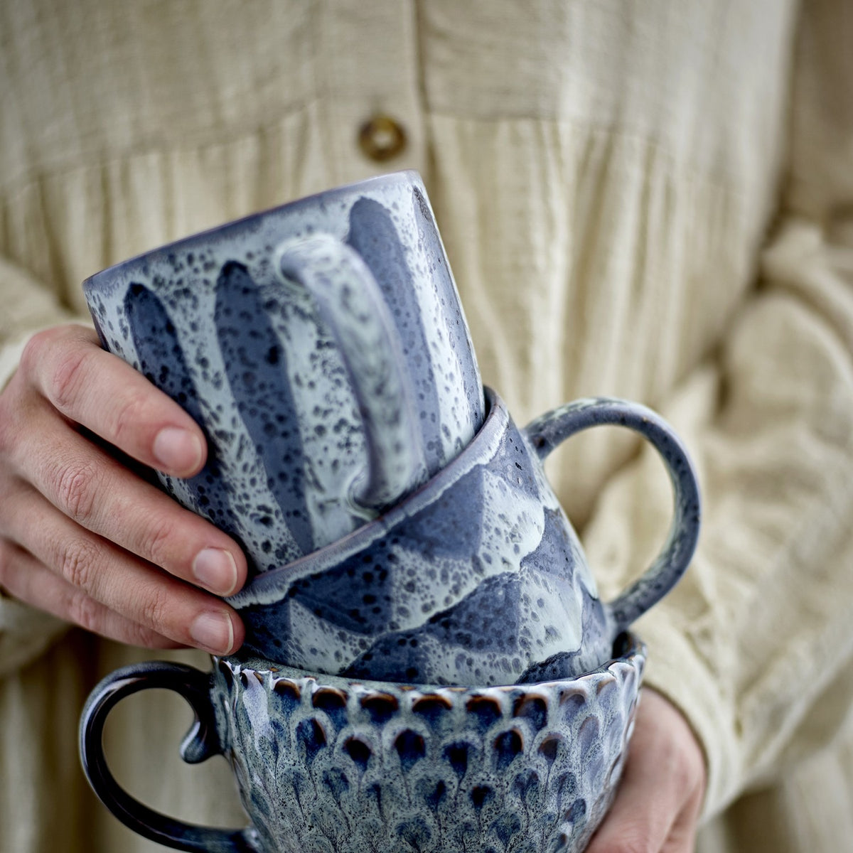 Ramie Stoneware Mugs 350ml Set of 2 - Grey