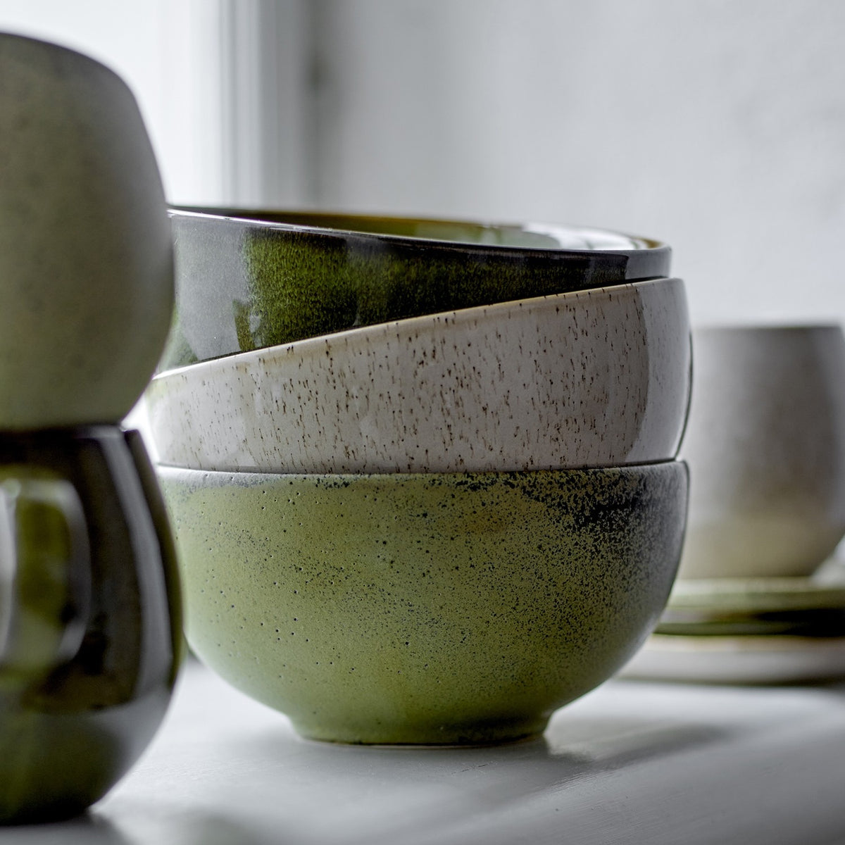 Addison Stoneware Bowls 16cm Set of 3 - Green