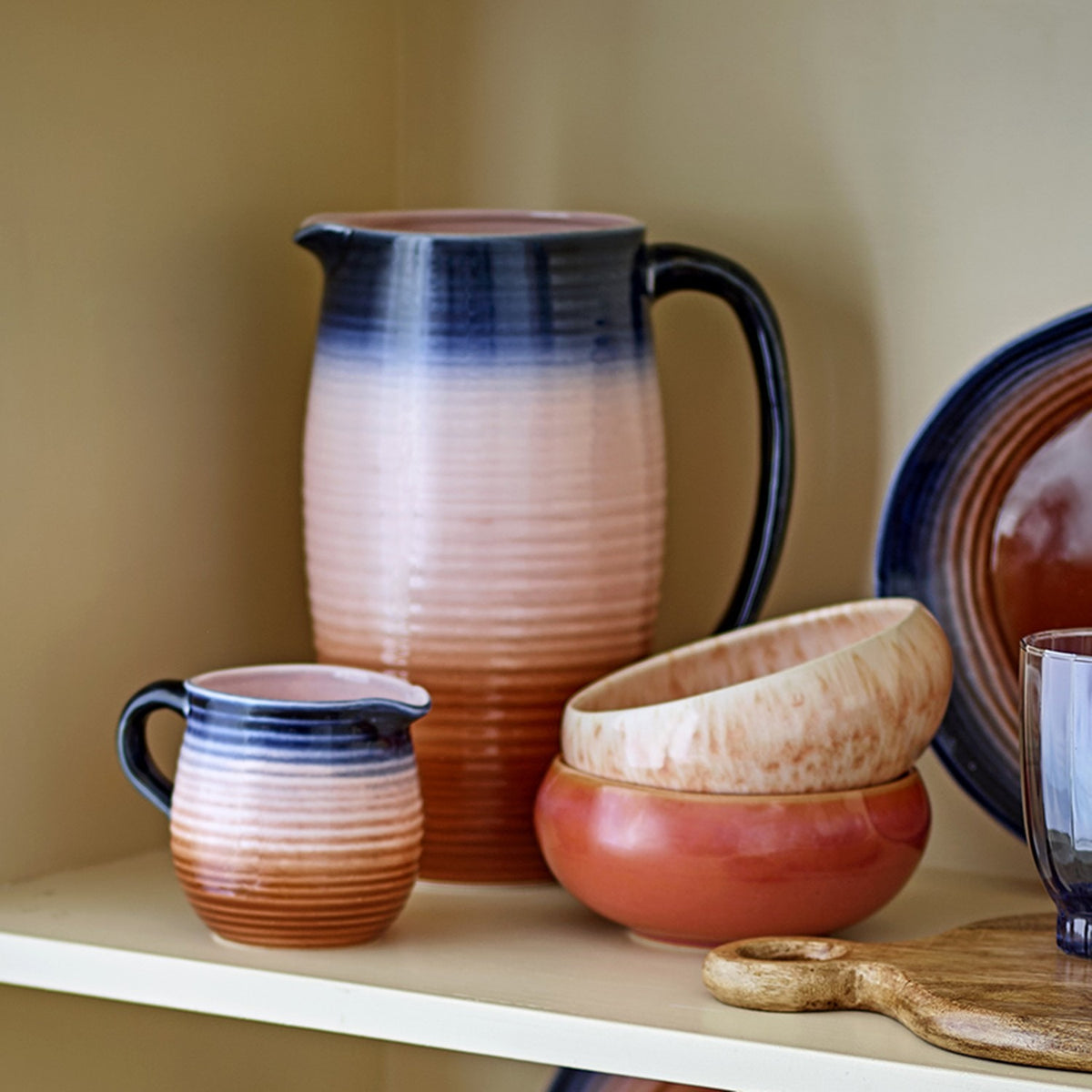 Tatum Ribbed Stoneware Jug 2100ml - Multi