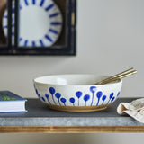 Linora Floral Stoneware Bowl 28cm - Blue