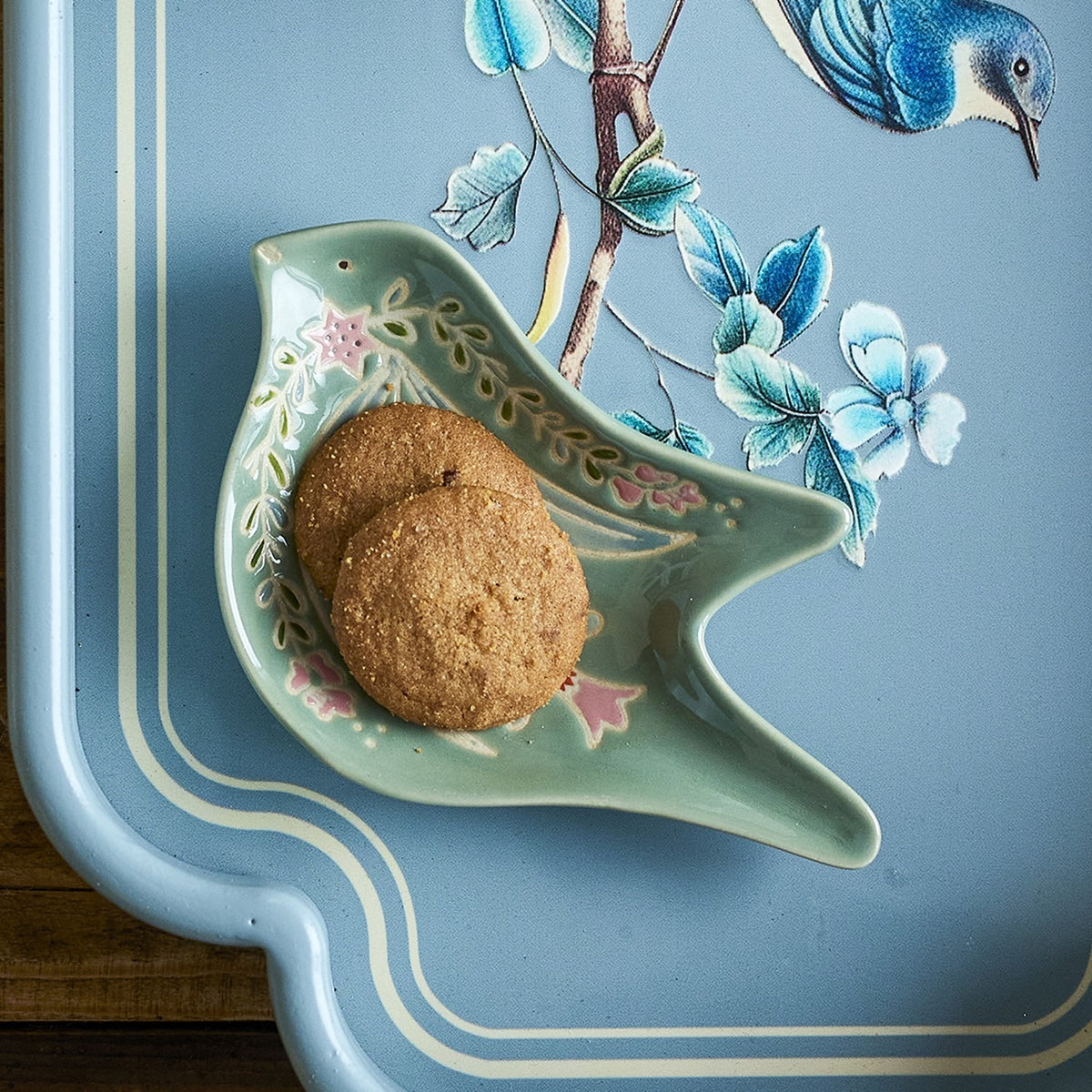 Rosalynde Bird Stoneware Platter - Green