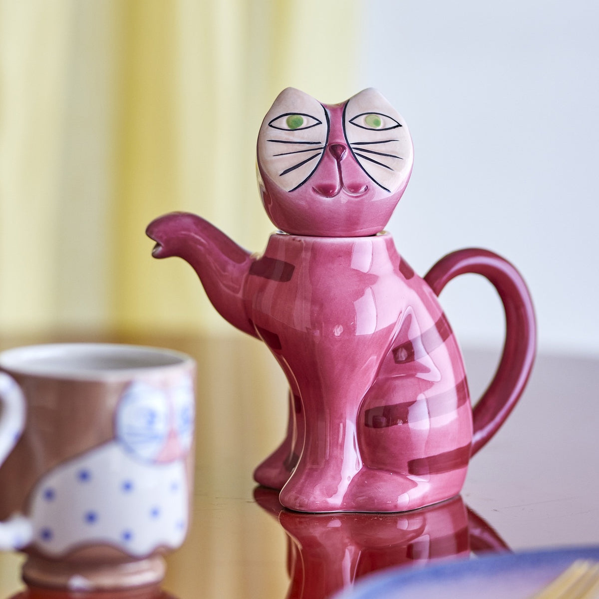 Missy Cat Stoneware Teapot 500ml - Pink