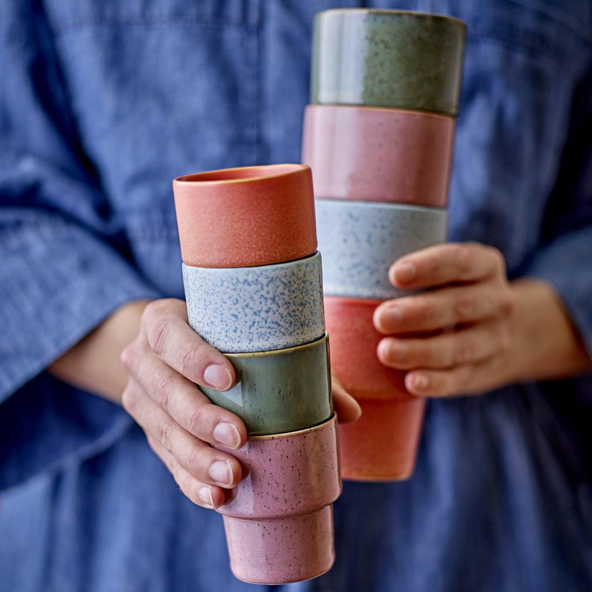 Ewan Stoneware Espresso Cups 75ml Set of 4 - Multi