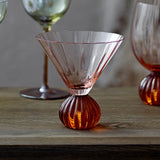 Taurin Ribbed Cocktail Glass - Pink