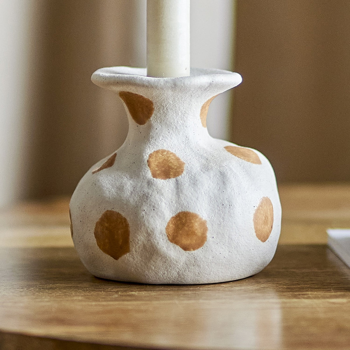 Byron Stoneware Candle Holder - Cream