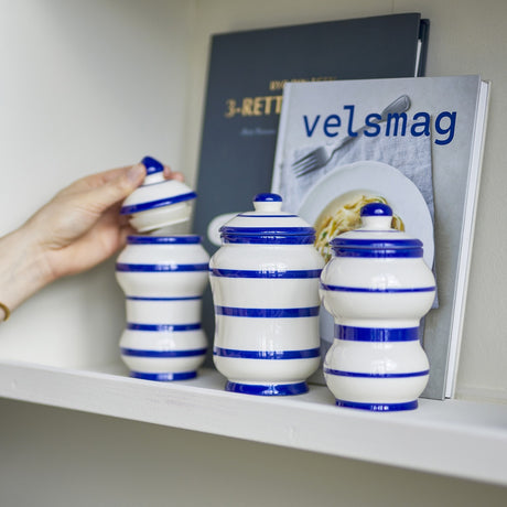 Maynard Striped Storage Jars with Lids 525ml Set of 3 - White