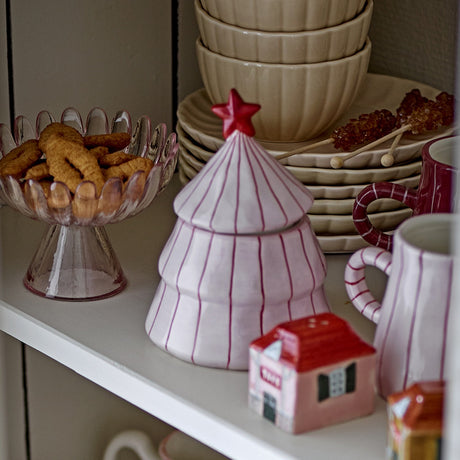 Shirly Christmas Tree Stoneware Storage Jar with Lid 420ml - Pink