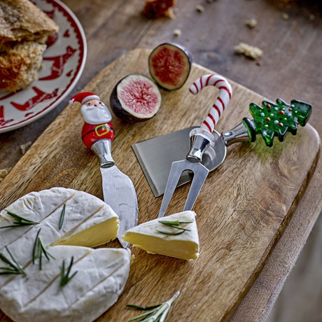 Misa Glass-Handled Christmas Cheese Knives Set of 3 - Silver