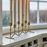 Kiri Wavy Iron Candle Holder - Brass